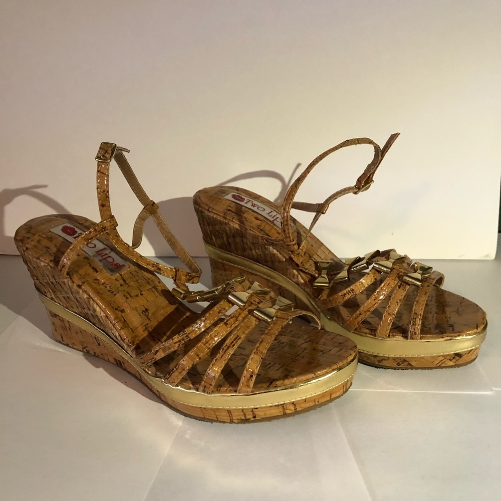 Gold & Cork Wedge Sandal